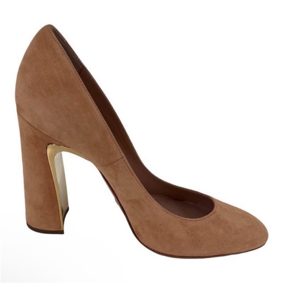 SEBASTIAN Italy Pumps Sand Suede Leather Heels Women's Sz 38 NIB $600 - Picture 12 of 13